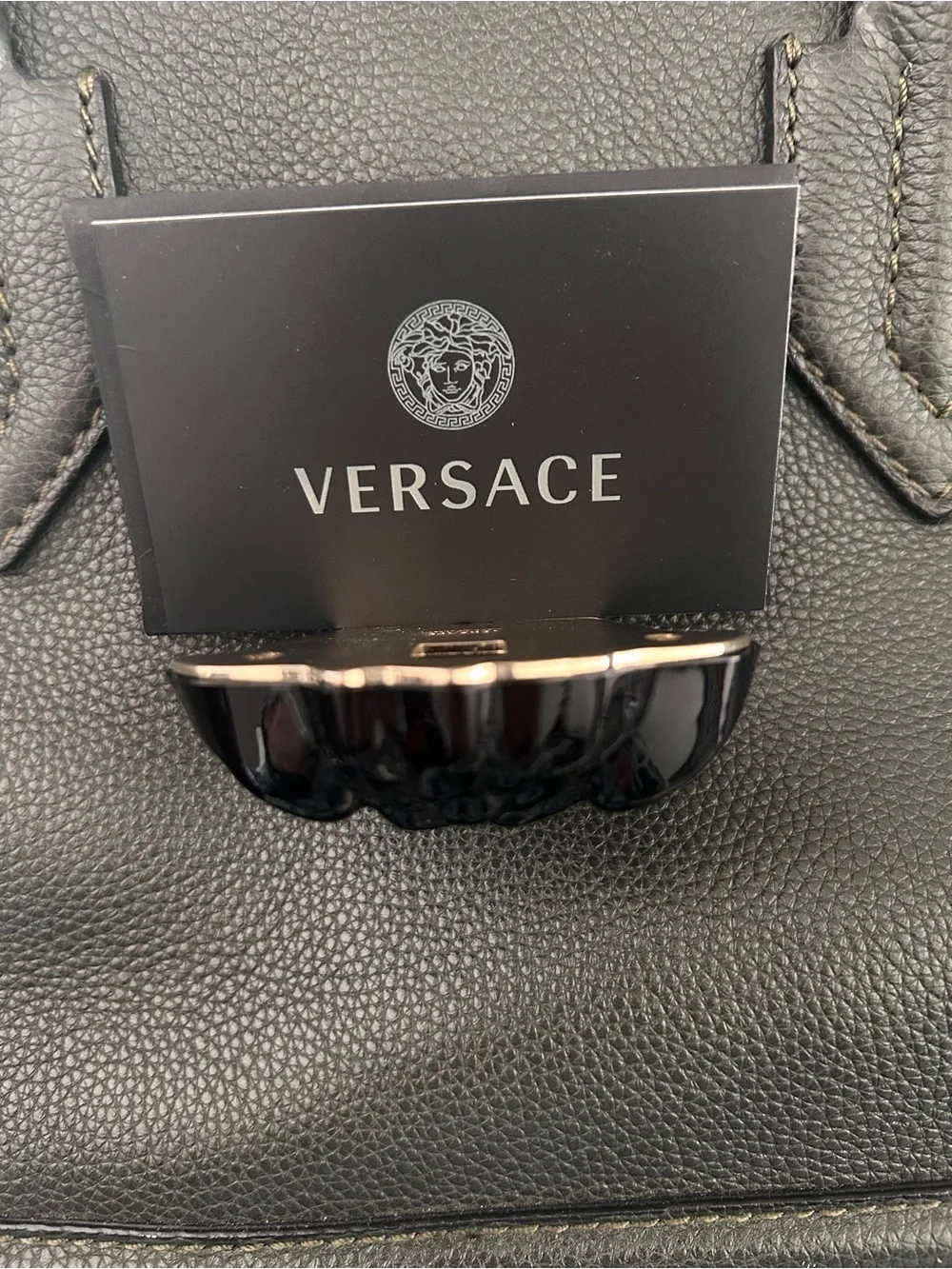 VERSACE Palazzo Empire charcoal green black Medusa crossbody satchel bag - Picture 9 of 11